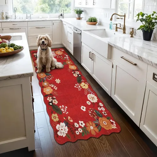 Miniatura 16 de Homcomoda Alfombras florales de cocina para piso, 3 piezas, alfombra de cocina antideslizante de granja, alfombra de cocina lavable, antideslizante