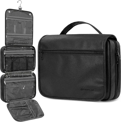 PAVILIA Neceser colgante para mujeres y hombres, organizador de cosméticos plegable, bolsa de viaje, bolsa de maquillaje resistente al agua,