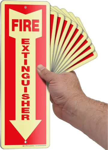 Miniatura 32 de iSYFIX Letrero para extintor de incendios – Paquete de 2 carteles reflectantes de aluminio 040 100% libre de óxido, laminado para máxima resistencia