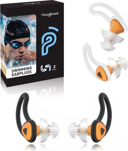 Miniatura 10 de Hearprotek 2 pares de tapones para los oídos de natación para niños, tapones para los oídos de agua suaves y reutilizables para niños para nadar