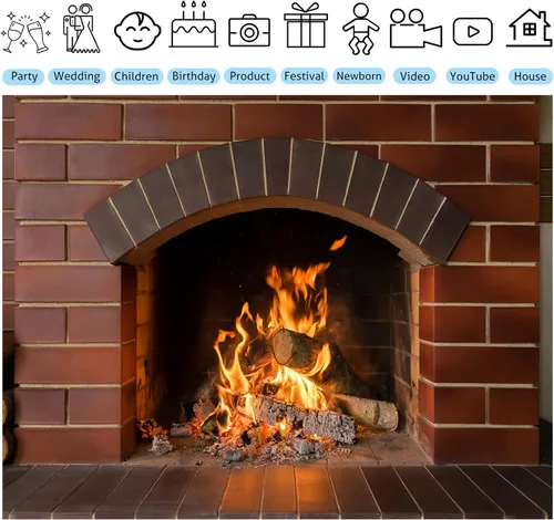 Miniatura 3 de Telón de fondo de Navidad de 5 x 3 pies, para invierno, chimenea, leña, fotografía, fondo para niños, familia, camping, barbacoas, decoración