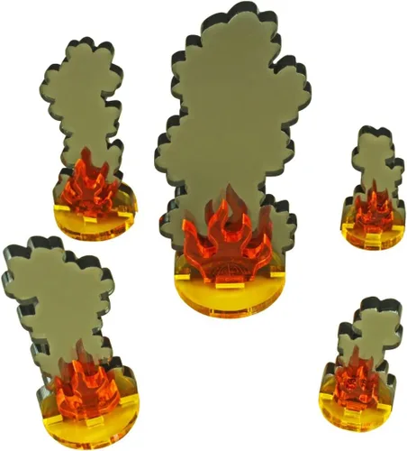 Miniatura 12 de LITKO Marcador Flaming Wreckage, pequeño Juego de 7 Base de 0.591 in, 1.181 in de alto Compatible con Warhammer 40K, Age of Sigmar
