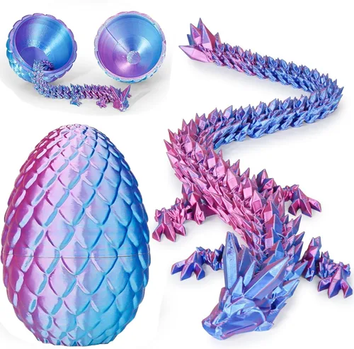 Miniatura 11 de Huevos de dragón pequeños con dragón en el interior, regalos divertidos sorpresa impresos en 3D para niños, juguetes fidget articulados de dragón Oro