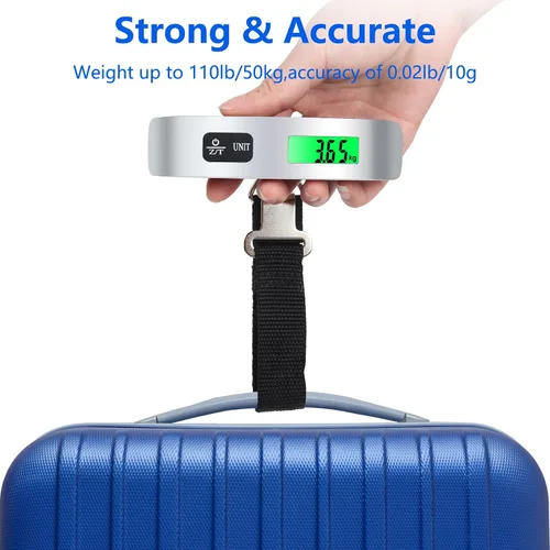 Miniatura 5 de VIGIND Báscula digital de equipaje, báscula electrónica portátil de equipaje de mano, báscula de maleta con sensor de temperatura y capacidad de 110