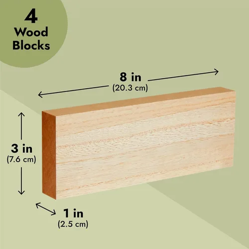 Miniatura 5 de Bright Creations - Bloques de madera sin terminar para manualidades, bloques para letreros, juegos para niños (4 unidades)