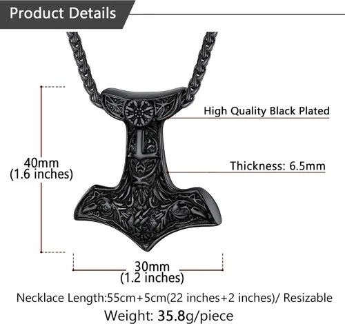 Miniatura 5 de U7 Collares de nudo celta, joyería vikinga nórdica de acero inoxidable, martillo de Thor, runas, triqueta mágica, nudo trinitario, colgante de cruz