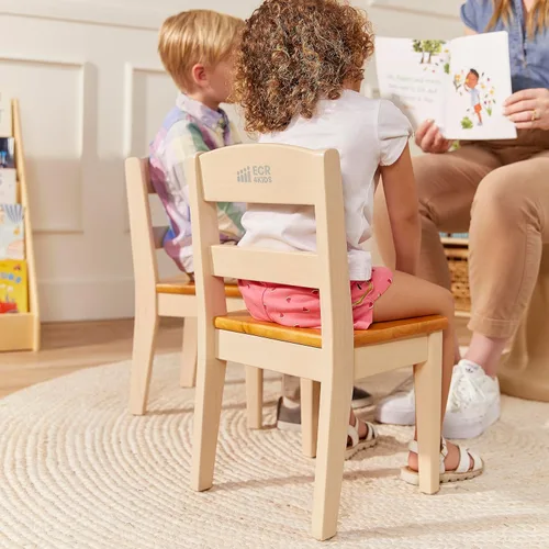 Miniatura 9 de ECR4Kids Hideaway - Juego de mesa y silla, muebles para niños, color miel/blanco antiguo, 3 piezas