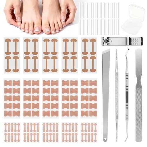 Juego de corrector de uñas encarnadas con tiras correctoras, juego profesional de herramientas de pedicura para uñas encarnadas para hombres y