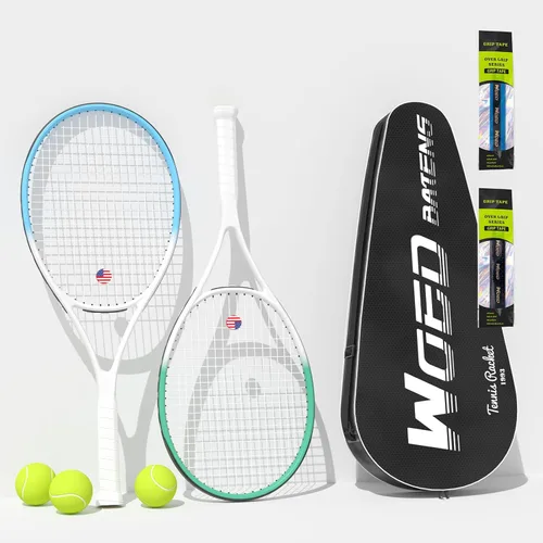 Raqueta de tenis para 2 jugadores adultos, perfecta para principiantes y jugadores profesionales, raqueta de tenis de velocidad de 27", incluye