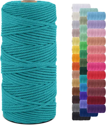 Miniatura 19 de Cuerda de macramé de 0.079 in para 219 yardas, cuerda de algodón natural para manualidades, hilo de cuerda de macramé de colores para colgar