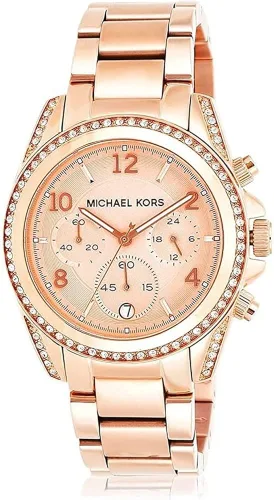 Michael Kors reloj con cronógrafo Blair piedras transparentes en el anillo superior y los pernos tonos rosa y dorado 39 Rose gold