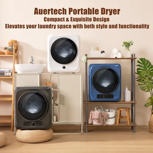 Miniatura 9 de Auertech Secadora de ropa portátil de 1.5 pies cúbicos, secadora eléctrica de carga frontal de 850 W con tambor de acero inoxidable, perilla