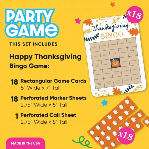 Miniatura 2 de Big Dot of Happiness Tarjetas y Marcadores de Bingo de Acción de Gracias Feliz, Juegos de Acción de Gracias para Niños, Juegos de Acción de Gracias