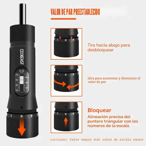 Miniatura 3 de coobeast Juego de 49 Piezas Destornillador de Torque 10-70 Libras-Pulgada Juego de Destornillador de Torque con Puntas y Dados S2, Juego