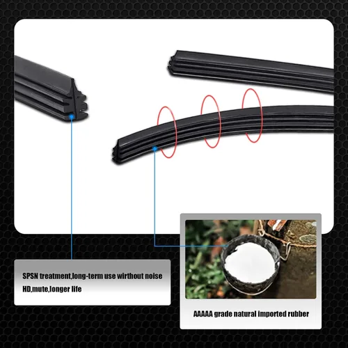 Miniatura 6 de Pack-4 Repuesto de limpiaparabrisas de 26 pulgadas, repuesto de limpiaparabrisas de automóvil negro, de silicona universal, sin marco