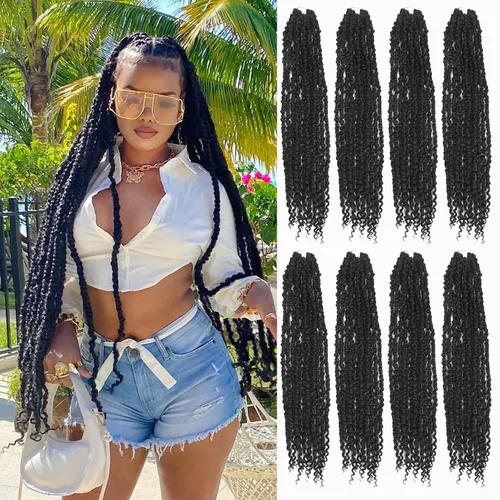 Miniatura 38 de Bileaf Cabello de Ganchillo Passion Twist Pre-retorcido de 10 Pulgadas, 8 Paquetes de Ganchillo Passion Twist, Cabello Corto Passion Twist