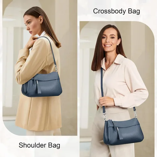 Miniatura 35 de Over Earth Genuine Leather Crossbody Bags for Women Small Hobo Handbags Shoulder Purses with 2 Detachable Straps