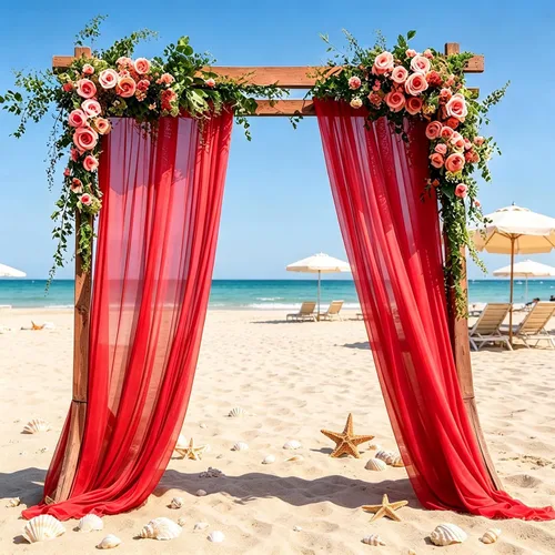 Miniatura 14 de DUOBAO Cortina de gasa rosa, 2 paneles de 29 x 96 pulgadas, cortinas de telón de fondo de boda, cortinas de playa transparentes para sala de estar