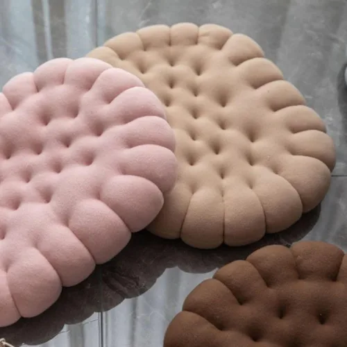 Miniatura 5 de Almohada ovalada de 20 x 16 pulgadas, cojín de suelo grueso, cojín decorativo de tatami de galleta de albaricoque, decoración de felpa