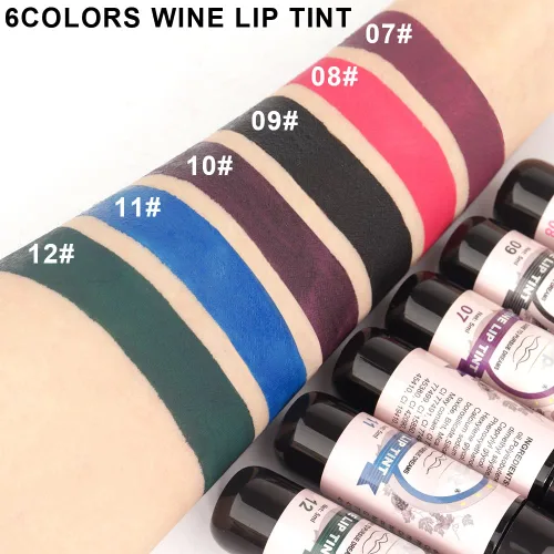 Miniatura 5 de evpct Juego de 6 labiales líquidos mate en colores oscuros negro, azul, verde, púrpura, rosa y rojo para mujeres, juego de maquillaje de tinte
