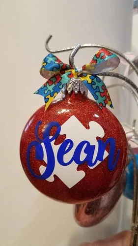 Miniatura 4 de Adorno de Navidad personalizado con purpurina para autismo, regalo con nombre Aspergers, profesor, educación especial, trastorno del espectro