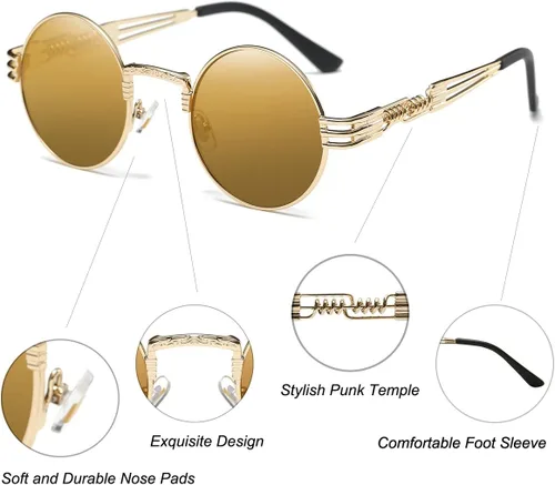 Miniatura 56 de Dollger Gafas de sol redondas Steampunk con marco de metal