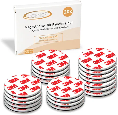 Miniatura 9 de ECENCE 3 almohadillas adhesivas magnéticas para detector de humo de Ø 1.969 in - Montaje rápido y seguro - Sin taladrar ni tornillos - Protección