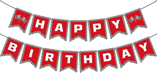 Miniatura 6 de Cartel de cumpleaños de auto de carreras, decoración de cumpleaños de coche de carreras, pancarta de feliz cumpleaños, bandera de carreras, fiesta