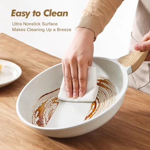 Miniatura 4 de SENSARTE Sartenes Antiadherentes para Freír, Sartenes para Tortilla con Revestimiento de Cerámica Blanca, Utensilios de Cocina Saludables, Sartén