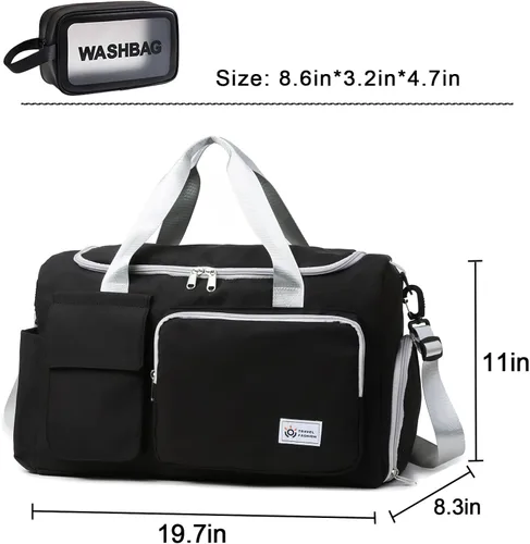 Miniatura 123 de Pequeña bolsa de gimnasio para mujer, bolsa de viaje con compartimento para zapatos