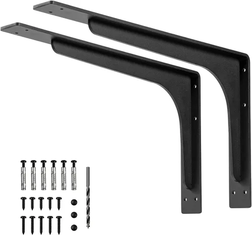 Miniatura 10 de Soporte de estante grande (16 x 9.5 pulgadas), soporte de estante grande, carga máxima de 300 libras, soporte de estante de metal de aleación