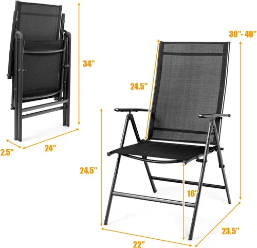 Miniatura 3 de Giantex Juego de 2 sillas de comedor para patio, sillas plegables para exteriores, sillas de camping portátiles con tela transpirable, sillas