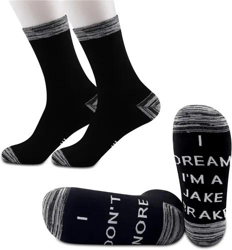 JXGZSO 2 pares de calcetines de camionero de regalo para camión volquete I Don't Snore I Dream I'm a Jake Brake Socks regalo para semi conductor