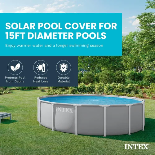 Miniatura 2 de Cubierta solar Intex de 18 pies de diámetro, para piscinas, fácil de instalar y enmarcar, Azul