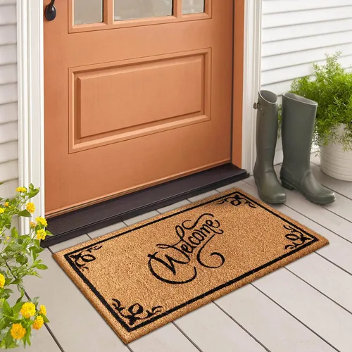 Miniatura 22 de LuxUrux Alfombra de Fibra de Coco de Bienvenida - Respaldo Extra Resistente, 17'' x 30'' Alfombra Natural para Puerta - Fácil de Limpiar, Hermoso