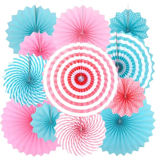 Miniatura 6 de Abanicos de papel para colgar en el techo, para Halloween, baby shower, cumpleaños, bodas, fiestas, 12 unidades Paperfan12t-blackorange