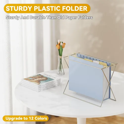 Miniatura 2 de Carpeta colgante de plástico con capacidad adicional, tamaño carta, carpeta de archivos expandible de 2 pulgadas con pestañas, carpetas reforzadas