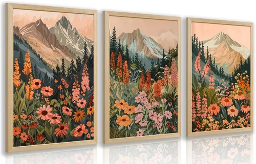 Miniatura 15 de Cyebmo Juego de 3 pinturas enmarcadas de animales del bosque, decoración de pared de animales salvajes del bosque, decoración de pared, pintura