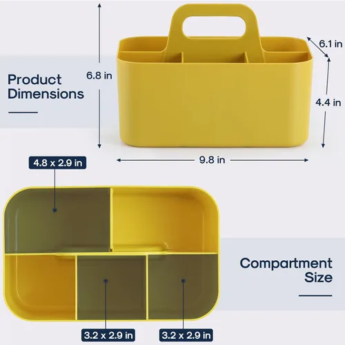 Miniatura 5 de Organizador Caddy Multiusos con Asa - Contenedor Tote de Plástico Apilable - Suministros de Arte y Manualidades, Oficina, Escritorio, Papelería
