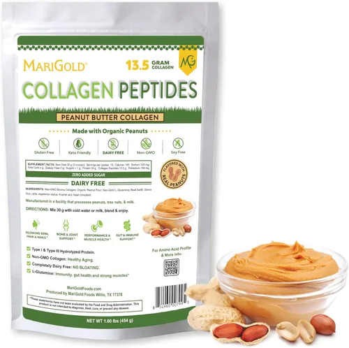 Miniatura 9 de MariGold Péptidos de colágeno alimentados con pasto, cacao caliente 1 libra, 100% puro, colágeno hidrolizado bovino tipo I y III, sin OMG, sin