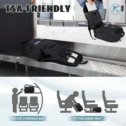 Miniatura 6 de Mochila de viaje para laptop de 17 pulgadas, extra grande, con orificio de carga USB, 45L, antirrobo, resistente al agua, bolsa para computadora
