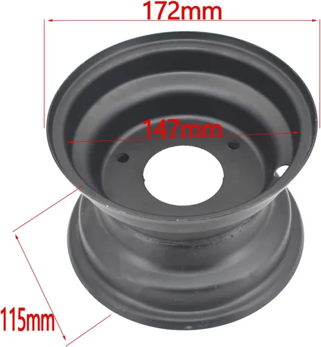 Miniatura 2 de Llanta de rueda de 6 pulgadas con 3 agujeros que se adapta a la mayoría de Go Kart, ATV, cortacésped 145/70-6 de 110-125 cc (negro)
