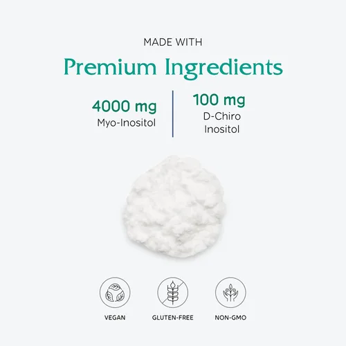 Miniatura 5 de Vitanica Optinositol - Apoyo a la ovulación con mio-inositol y D-Chiro inositol - Suplemento de salud para mujer con 4000 mg de polvo