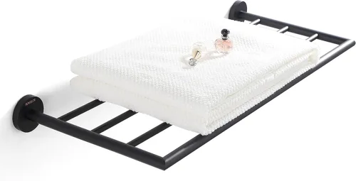Miniatura 9 de Toalleros para baño, toallero negro mate, soporte para toallas de baño montado en la pared, barra de toalla de estilo hotel moderno de 26 pulgadas
