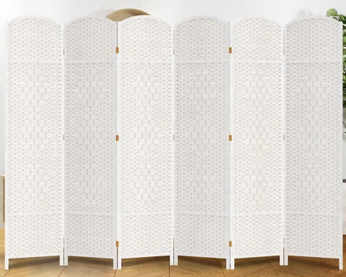 Miniatura 10 de Duraspace Divisor de habitación de 6 paneles de 6 pies de alto, fibra de tejido independiente, doble bisagra, pantalla plegable extra ancha