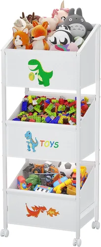Miniatura 7 de Lyuwanxian Organizador grande de almacenamiento de juguetes para niños con ruedas, estante de juguetes para niños y niñas, organizadores de juguetes