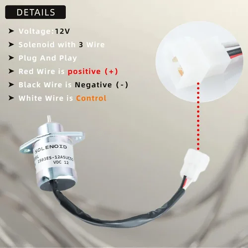Miniatura 3 de Solenoide de apagado de combustible 17454-60010 1503ES-12A5UC5S 16616-60010 SA-4569-T Woodward para motores Kubota D905 D1005 D1105 V1205 V1305