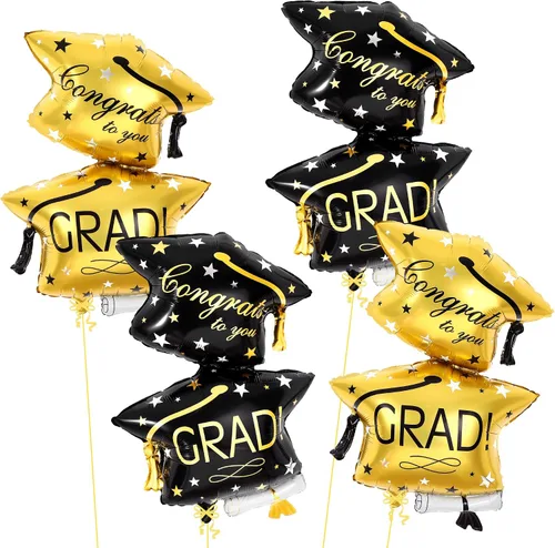 Miniatura 10 de Globos de graduación clase de 2026 – Grandes 24 pulgadas, decoraciones de graduación 2026 Globos de gorra de graduación, globos de sombrero