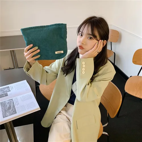 Miniatura 3 de Bolsas de cosméticos para mujer, bolsa de cosméticos de pana, bolsos estéticos para mujer, bolsos de mano con puntos sonrientes, organizador