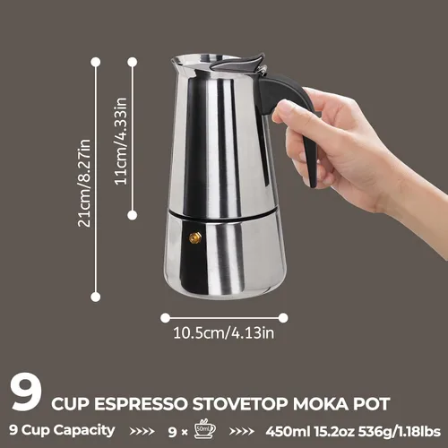 Miniatura 2 de Olla de Moka de 2 Tazas 100ml, Cafetera de Espresso de Acero Inoxidable, Cafetera de Percolador para Estufa, Cafetera Italiana de Estilo Clásico